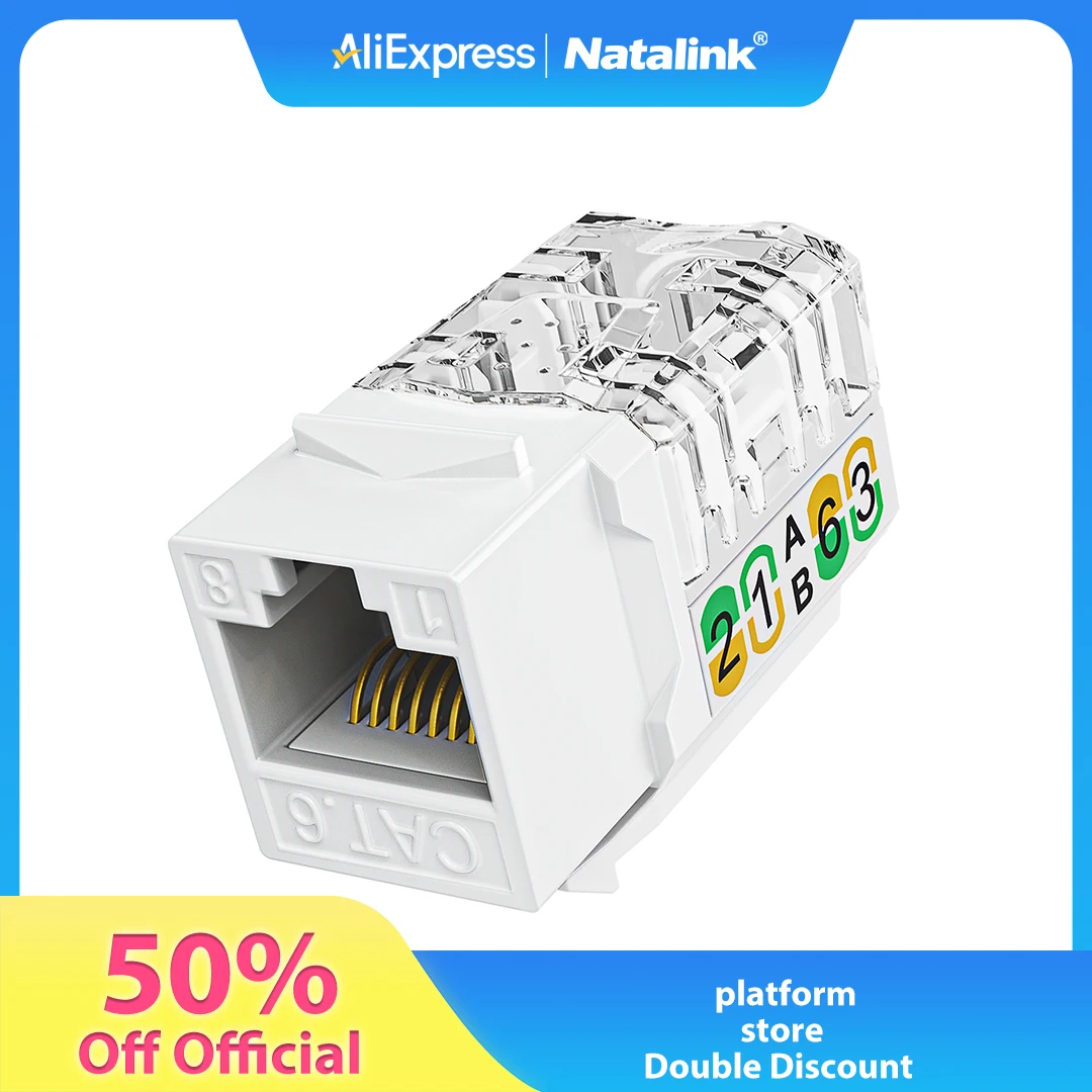 【Black sold out】Natalink RJ45 Cat6 Keystone Jack  Ethernet Punch Down Keystone Jack Adapter 10 Gbps Modular Ethernet Jacks