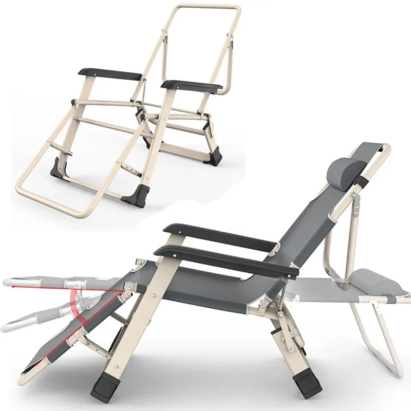 Backrest Leisure Outdoor Fold Chair Lunch And Nap Dual Use Reclining Folding Lounge Chair Portable Beach Chair Marching Beds
