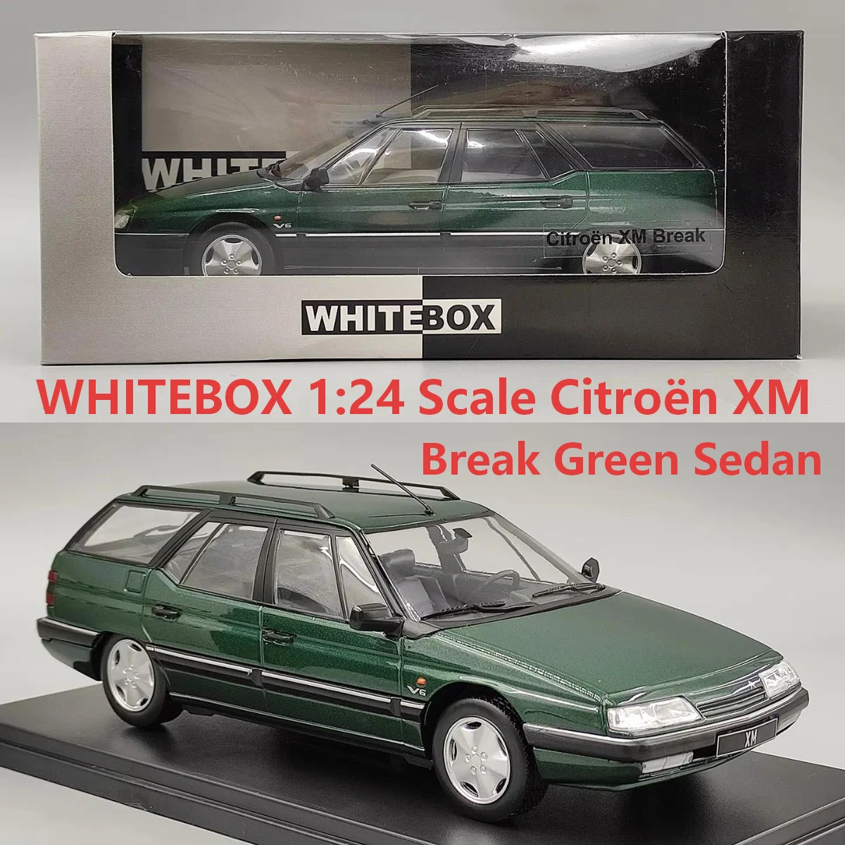 Diecast WHITEBOX 1:24 Scale Citroën XM Break Green Sedan Alloy Car Model