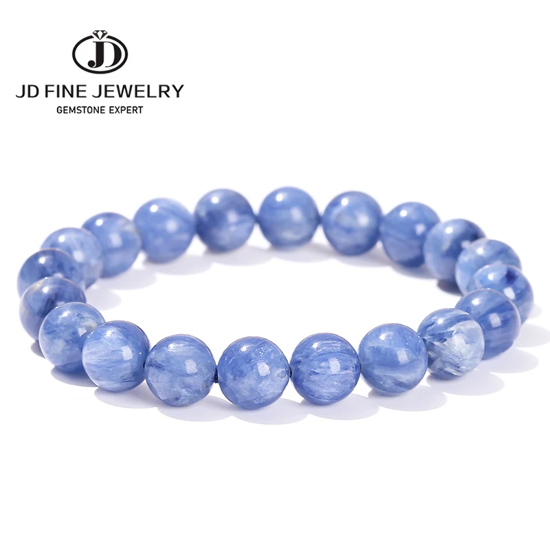 JD 5A Natural Brazilian Kyanite Bracelet Blue Cat's Eye Healing Stone Beads for Women Men Chakra Energy Jewelry Gift