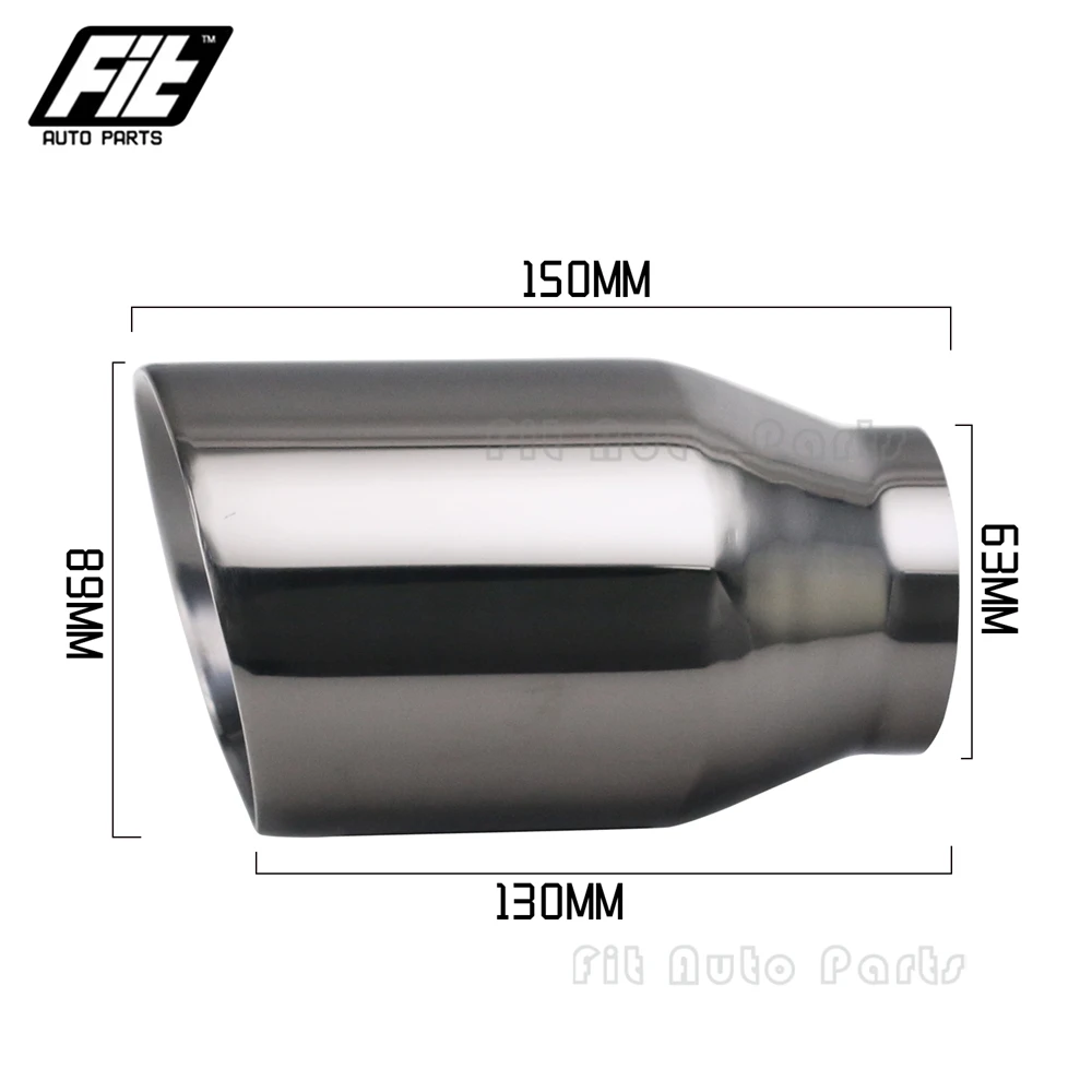 

1PCS Stainless steel Black Muffler Tail Throat 63mm Universal Exhaust Terminal Car Modification