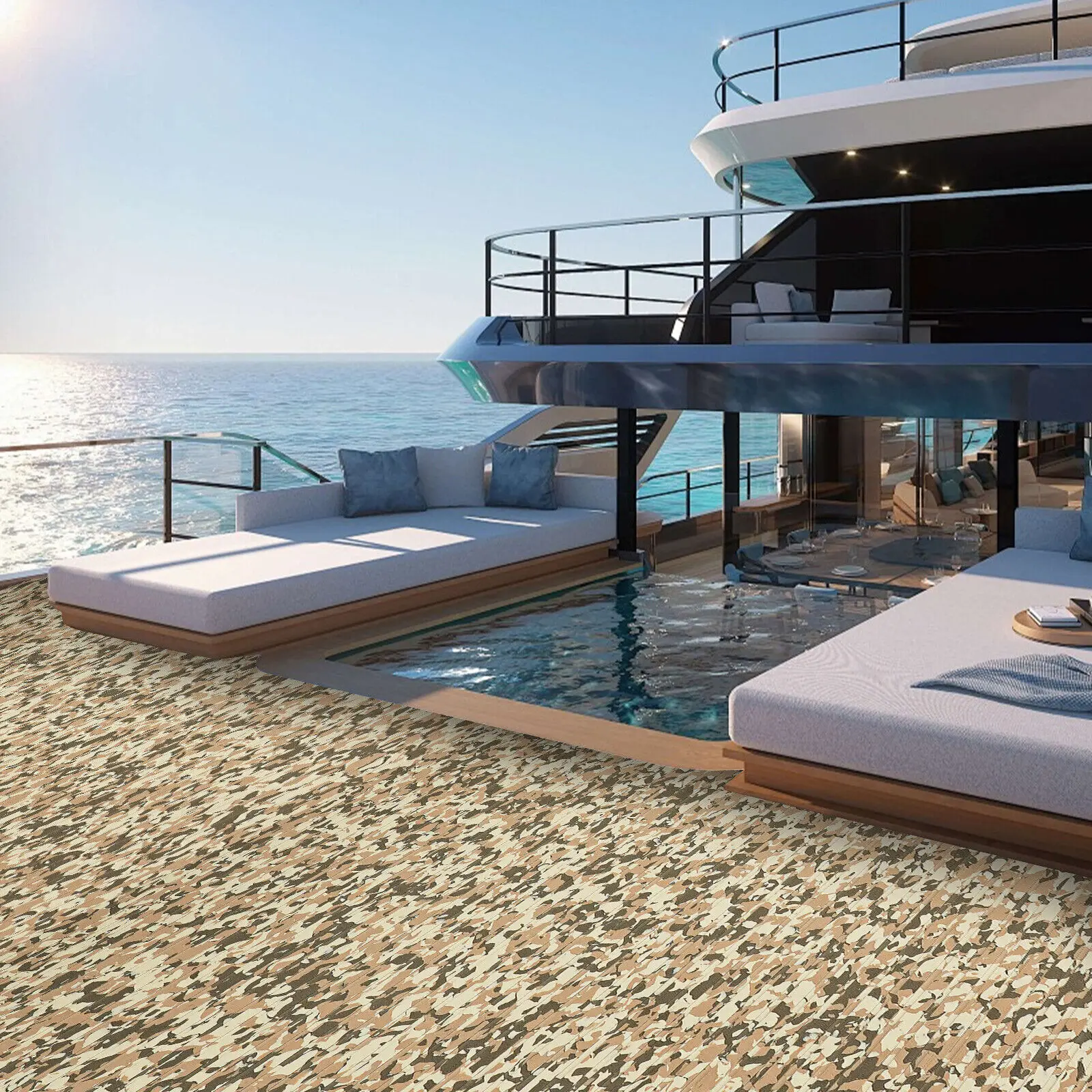 Extra Large 94x35 Inch Boat Deck Mat, Non-Slip EVA Flooring Sheet with Self-Adhesive Backing, Waterproof Non-slip Marine Carpet