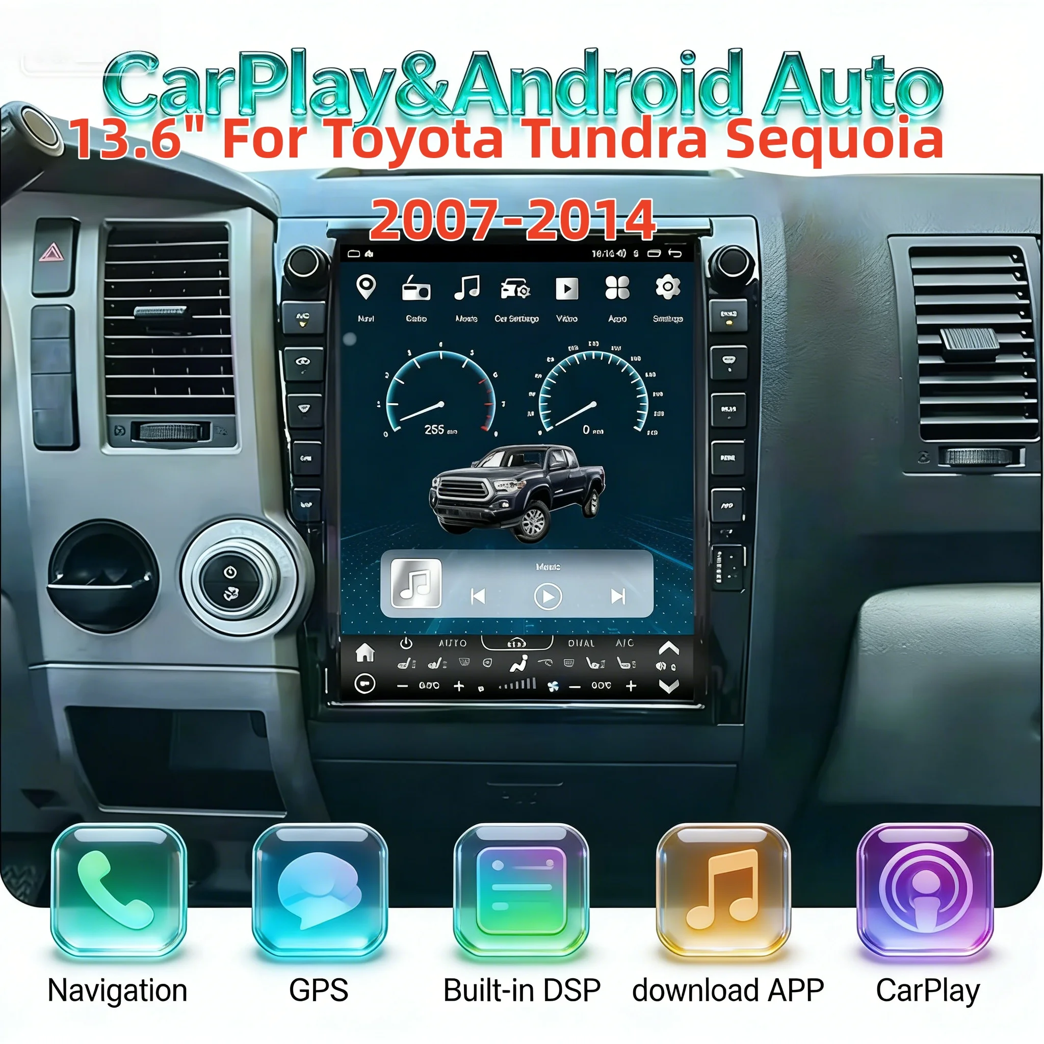 

Qualcomm Multimedia Android 13 4G wifi Video Player For Toyota Tundra 2007-2014 Radio CarPlay Autoradio Stereo GPS Navi HeadUnit