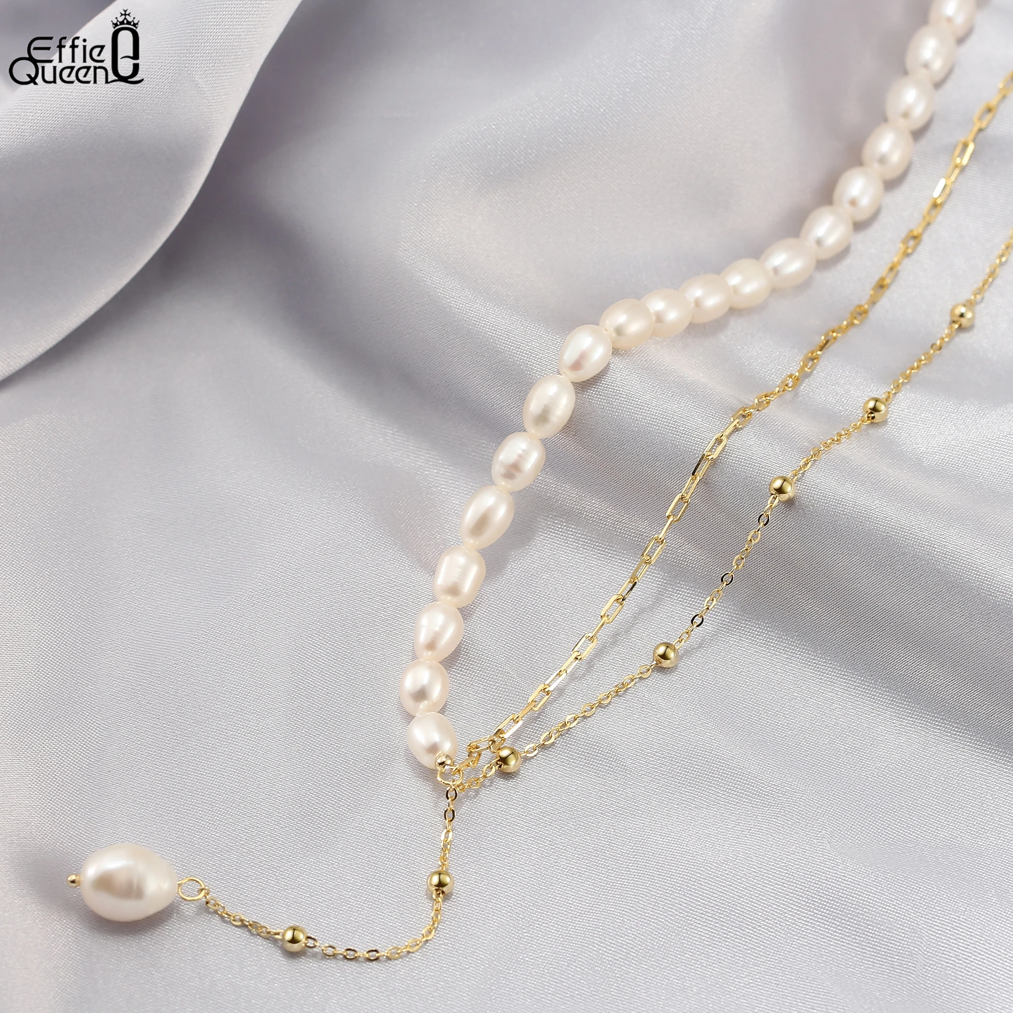 

EFFIE QUEEN, натуральное серебро 925 пробы, золото 14 карат, овальный жемчуг, ожерелье, натуральные украшения для женщин, подарок для банкета и вечеринки для девочек GPN54