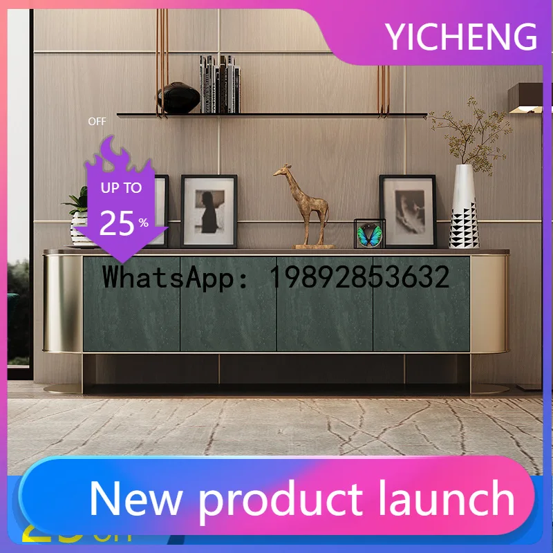 

G1 American Style Light Luxury TV Cabinet Stainless Steel Storage Audiovisual Villa Living Room High-end Wood Floor Cabinet