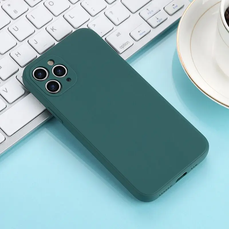 Candy color Solid Soft Liquid Silicone Case For iPhone 12 11 13 14 Pro Max Mini X Xr Xs SE 2 2020 6 6s 7 8 Plus Shockproof Cases