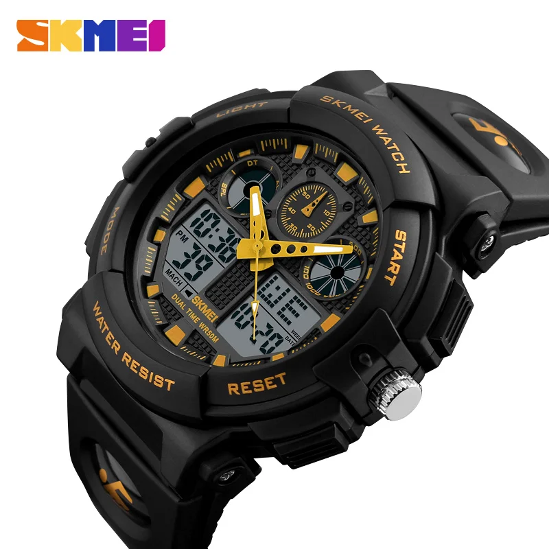 

SKMEI модные Chrono двойной дисплей времени цифровые электронные часы для мужчин женщин наручные часы с большим циферблатом часы-будильник reloj hombre