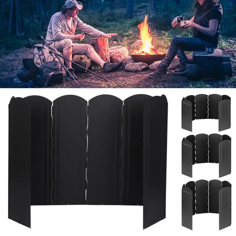 Gas Stove Wind Shield Outdoor Camping Picnic Cooking Burner Windproof Screen Foldable Aluminum Alloy Wind Screen