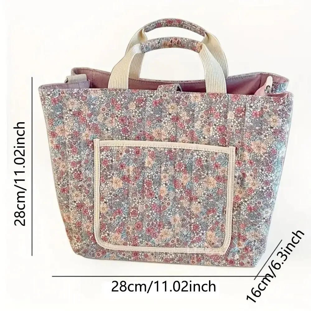 Bolsa multifuncional de algodón con estampado Floral para mamá, bolsa de almacenamiento ligera de gran capacidad para pañales, cochecito, maternidad