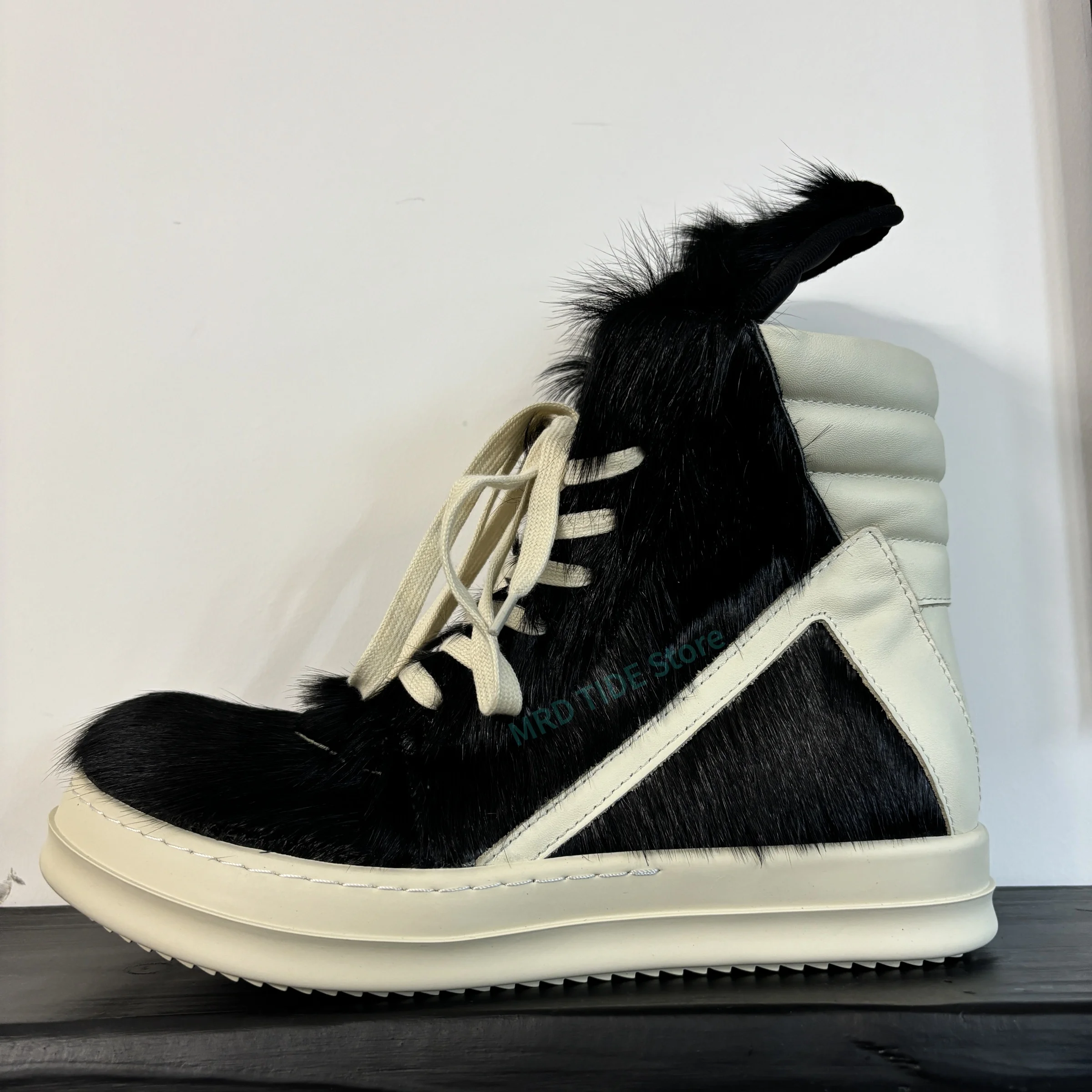 

Men Shoes Genuine Leather Horsehair Casual Women Ankle Boots Basic Vintage Luxury Designers Flats Lace Up Adult Sneakers Owens