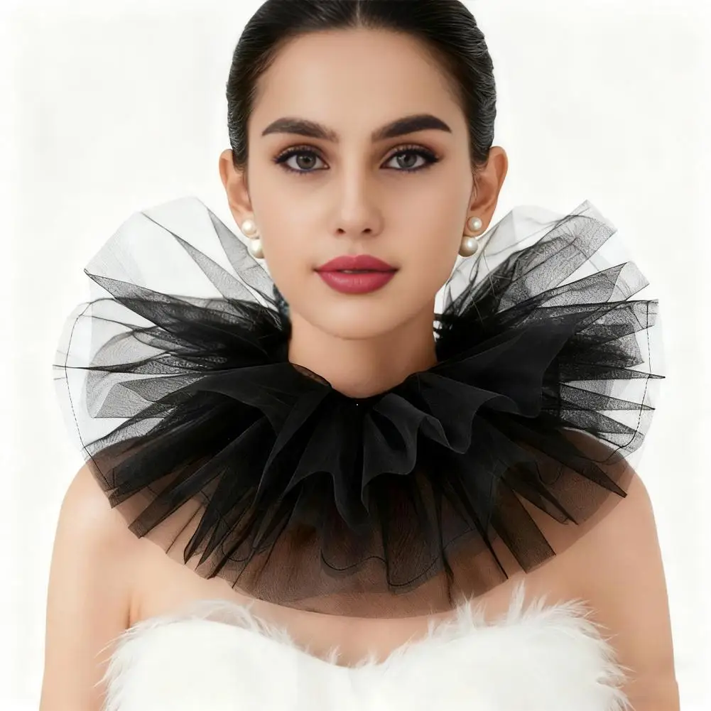 كشكش الياقة والأصفاد مهرج كشكش طوق أبيض أسود الدانتيل Jabot الرجعية الفيكتوري طوق ل تأثيري هالوين زي حفلة التيار المتناوب