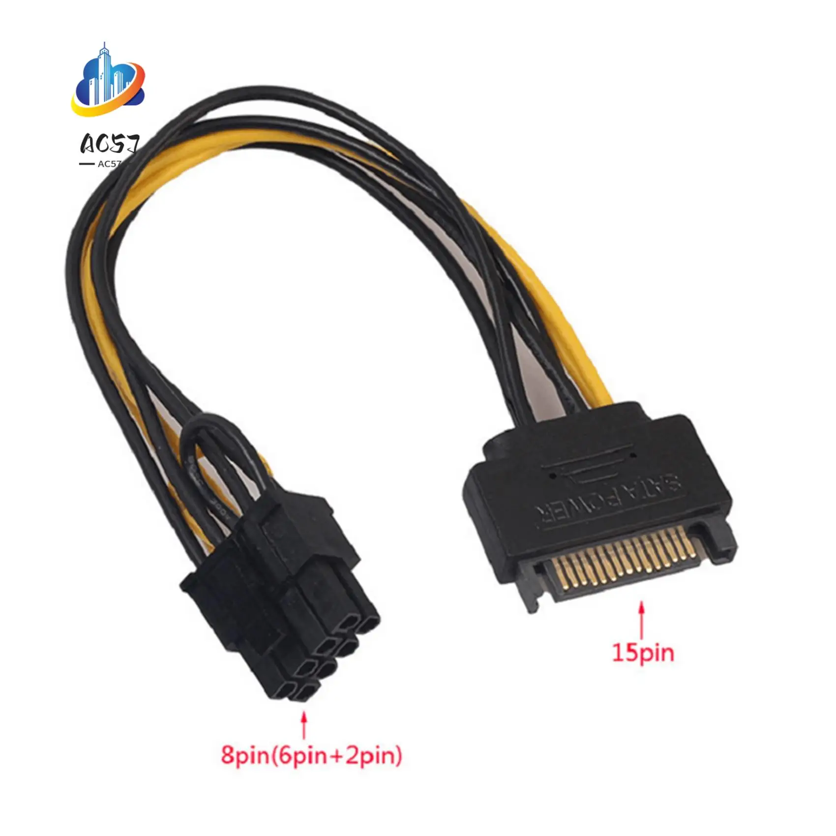 

AC57-10 шт. 15-контактный 15-контактный разъем SATA «папа» (6 + 2) 8-контактный 8-контактный кабель преобразователя мощности Pcie «мама»