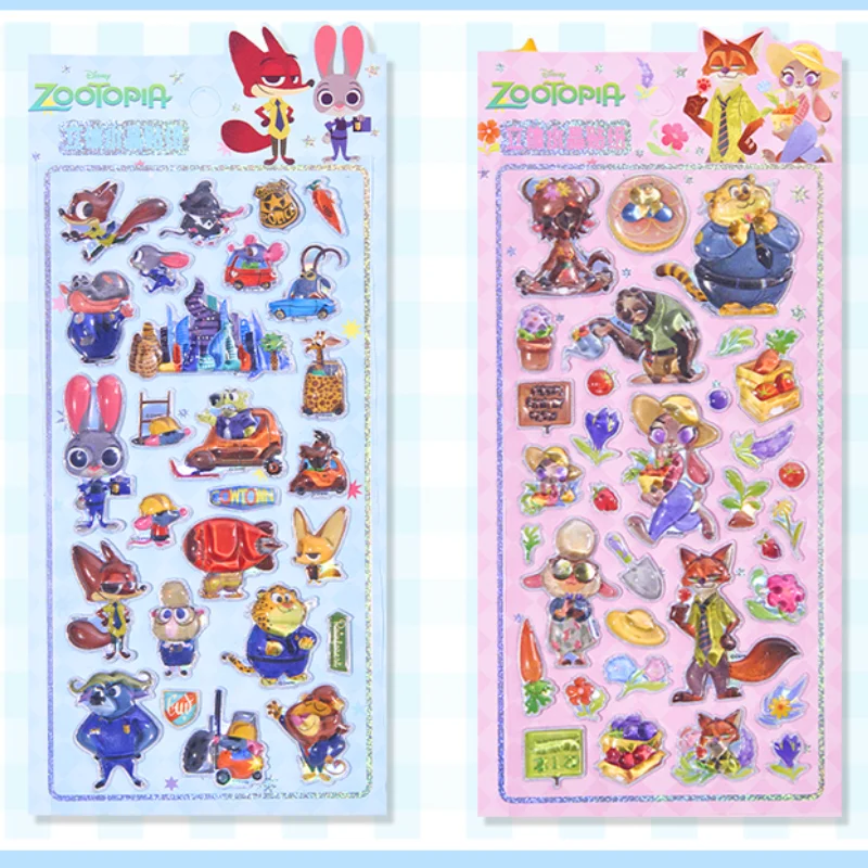 Naklejki Disney 2025 Nowy Model Śliczniak Nick Judy Chłopak Dziewczyna 3D Relief Kryształ Kreskówka Komputer Kreatywność DIY Zabawne Naklejki Dekoracyjne