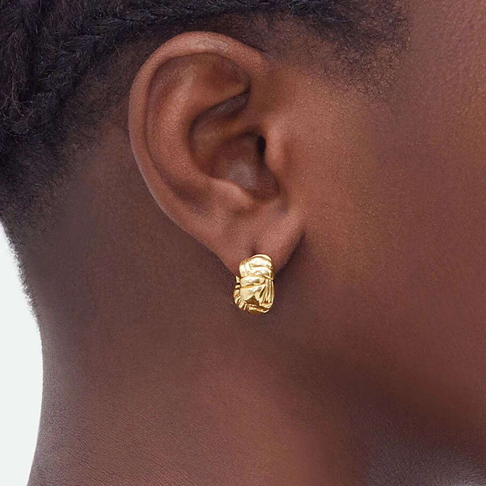 Twist Woven Mini Hoop Earrings for Women Gold Plated Pleat Thick Small Huggie Hoops Ear Buckle Piercing Jewelry 2024 New Design