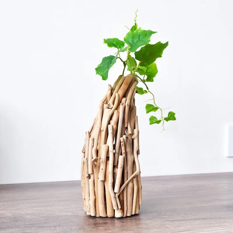 Nordic log vase fake flower simulated flower ornament simple living room bedroom flower arrangement desktop creative decoration