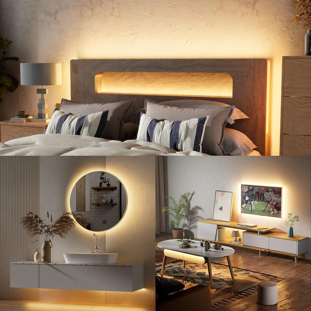 RF Remote Control 12V COB LED Strip 1m 2m 3m 4m 5m Flexible Dimmable Room Counter Bed Decor Lighting 3000K-6500K Warm White Kit