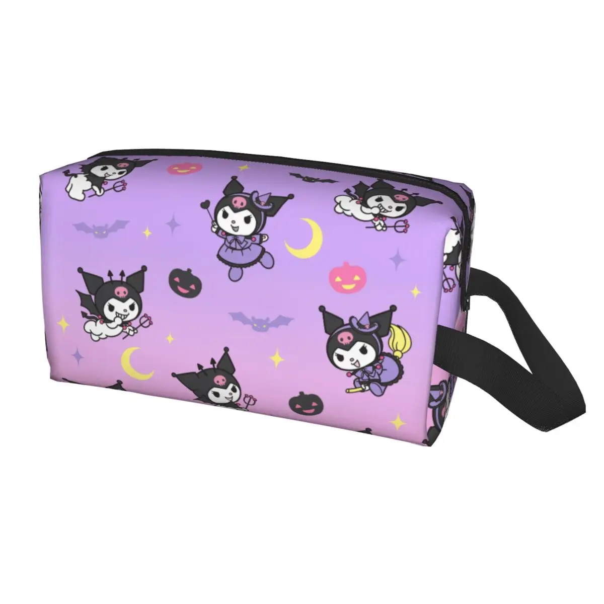 Custom Cartoon Kuromi Skull Pattern Makeup Bag for Women Travel Cosmetic Organizer Cute Cute Rabbit Anime Storage Toiletry Bags