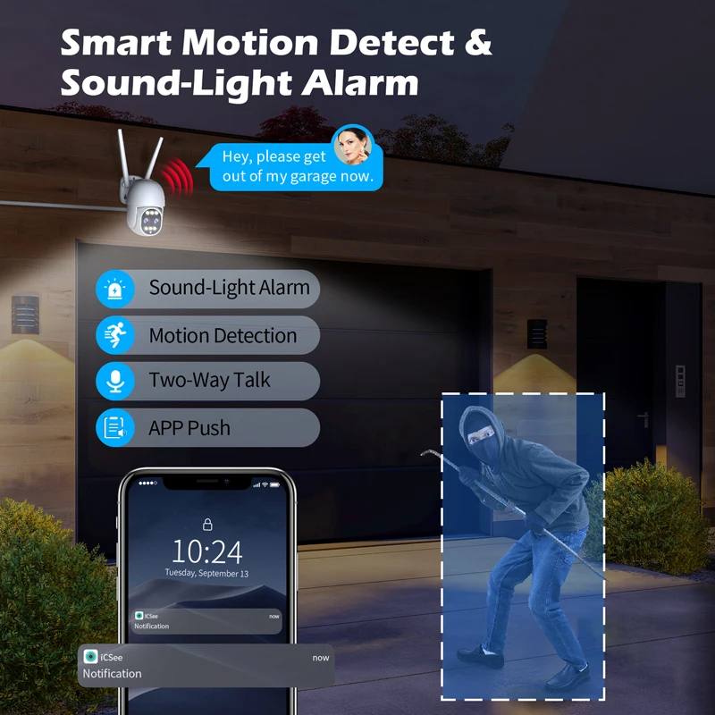 Camcamp 8MP 4K Smart Wifi Camera PTZ Outdoor 8x Digital Zoom Onvif Cctv Video Surveillance IP Camera Security Protection Iptv