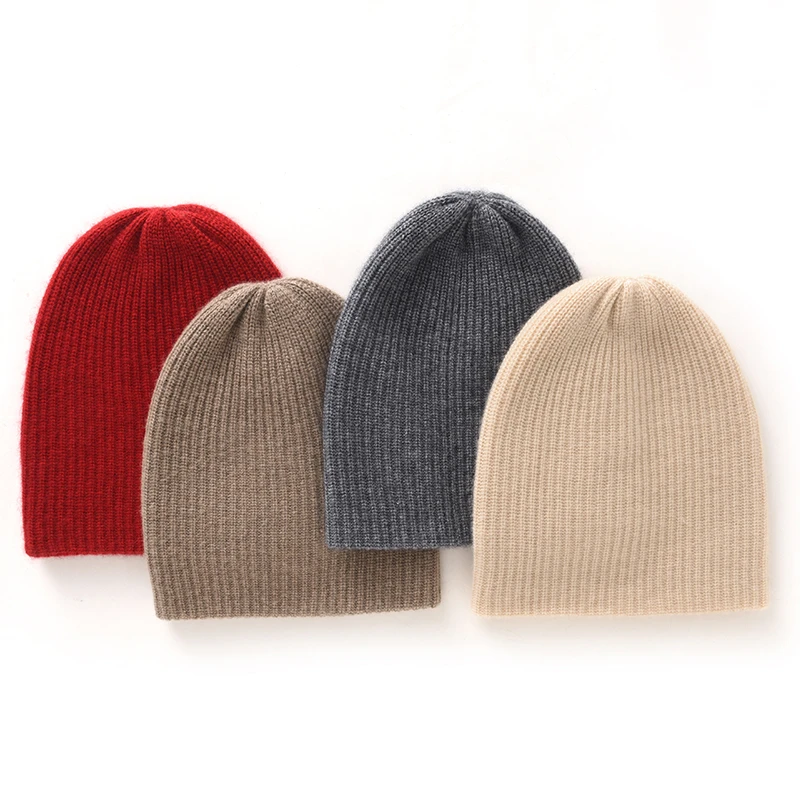 ZYCZCXX High Quality New Winter Hat For Women 100% Pure Goat Cashmere Knitted Hat For Women Warm Soft Bean Hat For Women