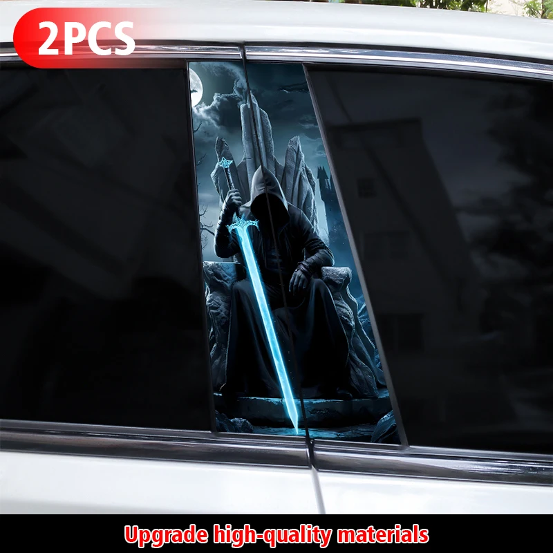 2 шт., рыцарский фехтовальщик, наклейка на автомобильную стойку B, сделай сам, наклейка на центральную стойку автомобиля, виниловая водонепроницаемая декоративная наклейка на дверную стойку автомобиля