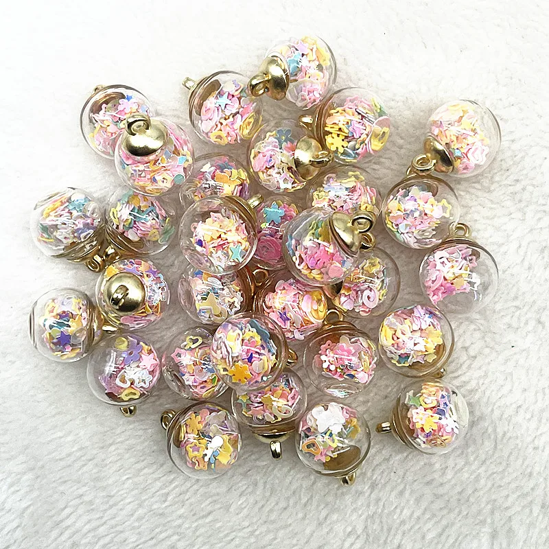 New 16mm Colorful Transparent Ball Glass Star/Round Charms Pendant Find Hair Accessories Jewelry Charms Earring