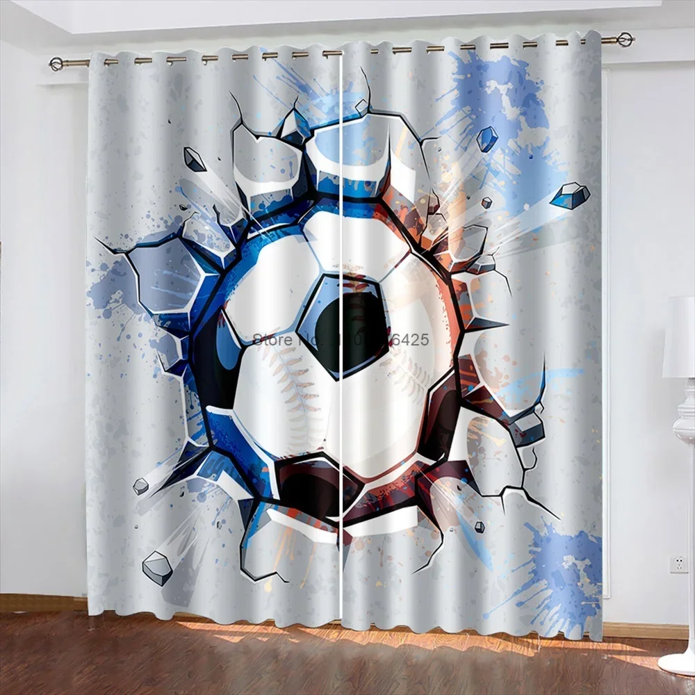 Football Themed Blackout Curtains for Boys Children's Bedroom Living Room Window Decor White Bathroom Curtain Roman Shades