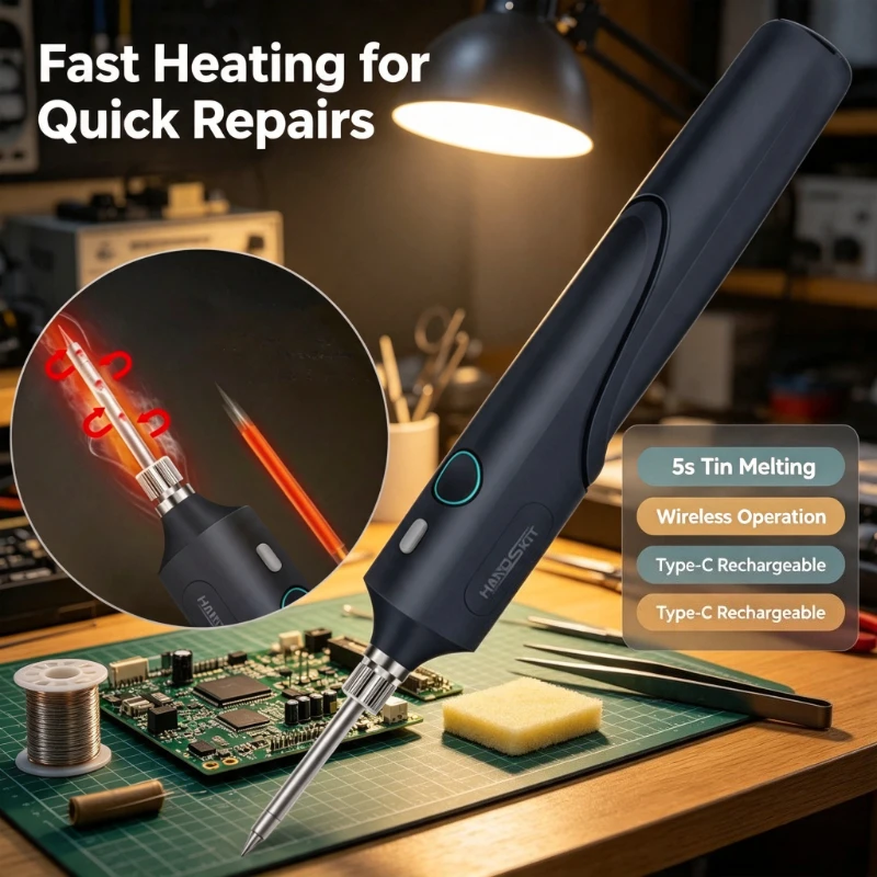 New Wireless Soldering Iron Rechargeable Soldering 5 Seconds Tin Type-C Charging Soldering Iron Electric Heating Tool Set