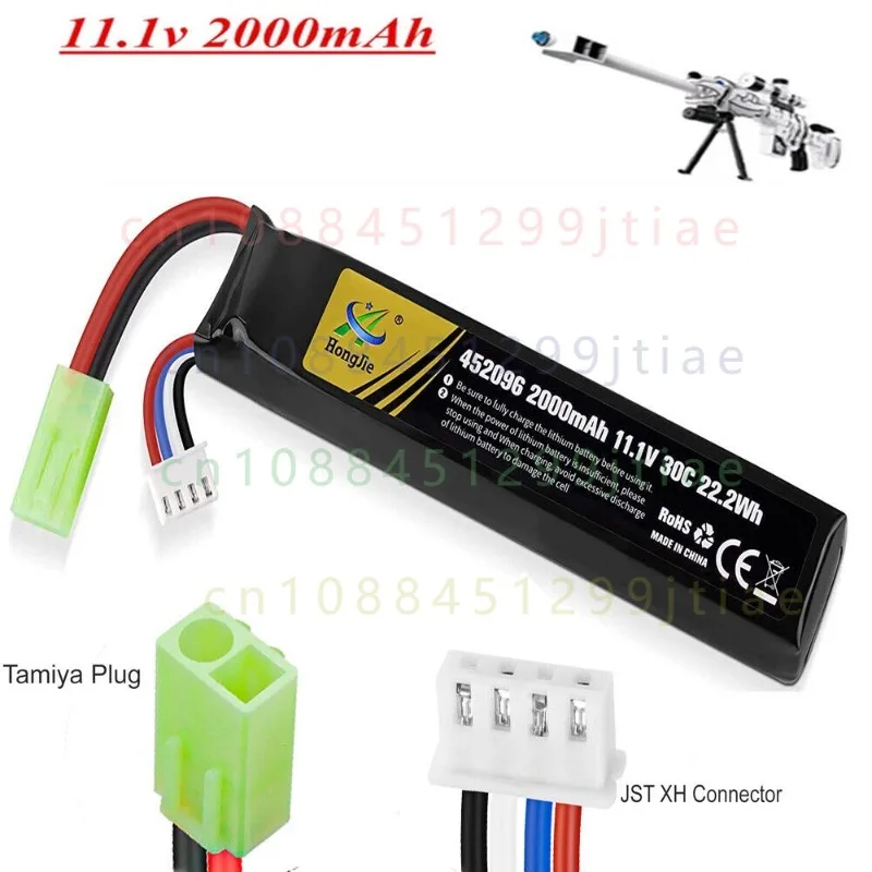 1PCS 2000mAh 11.1V 30C LiPo Battery with Mini Tamiya Plug Connector for Model Airsoft