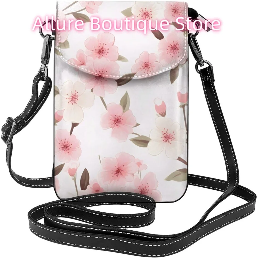 

Японская розовая вишневая сумка через плечо для женщин, маленькая дорожная сумка из искусственной кожи для мобильного телефона, легкий мини-кошелек для телефона, кошелек с крестом
