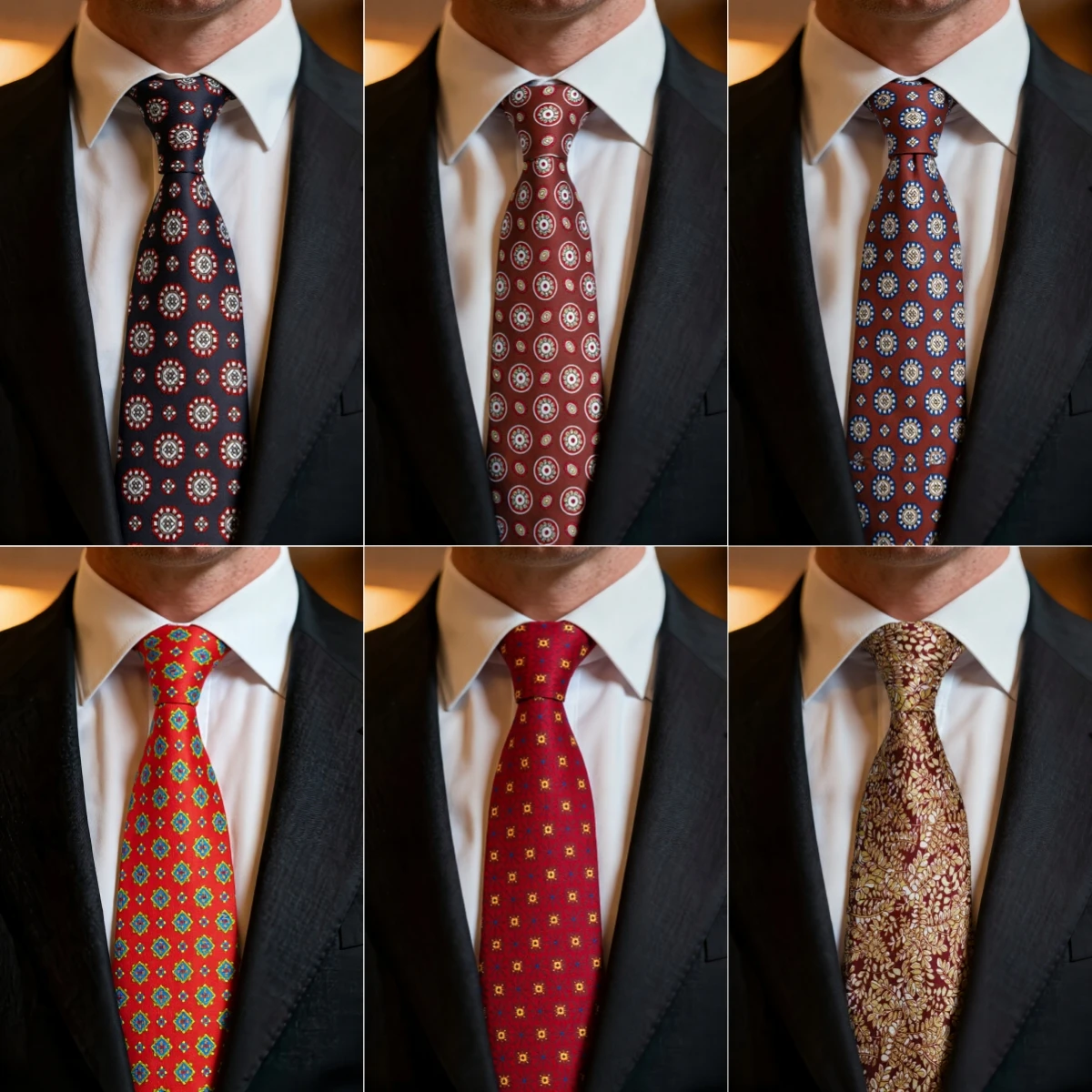 100% Silk Red 9cm Neck Ties Handkerchief Set For Men British Style Casual Brown Floral Necktie Meeting Groom Tie Suit Cravat