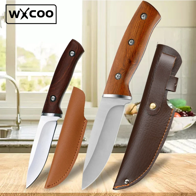 Professional Kitchen Knives Fruit Knife Stainless Steel Pocket Boning Knife Butcher Vegetable Slicing Meat Cleaver with Sheath