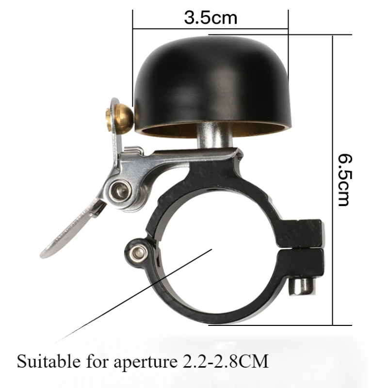 جرس دراجة صغير نحاسي أسود نقي خفيف الوزن ، معدات ركوب محمولة ، أجراس دراجات جبلية ، صوت هش