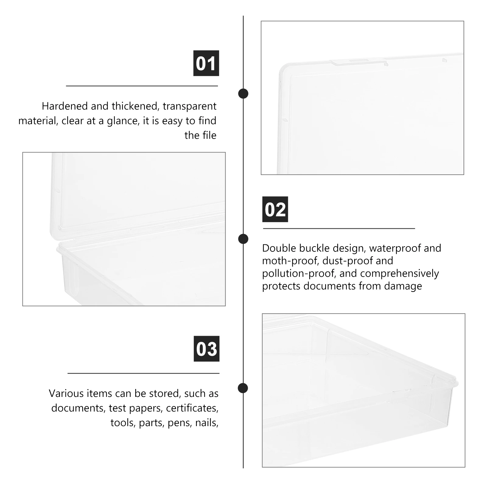 

Document Storage Box Sturdy Transparent Desktop Paper File Organizer Large Capacity Certificate Organizer Practical Filing