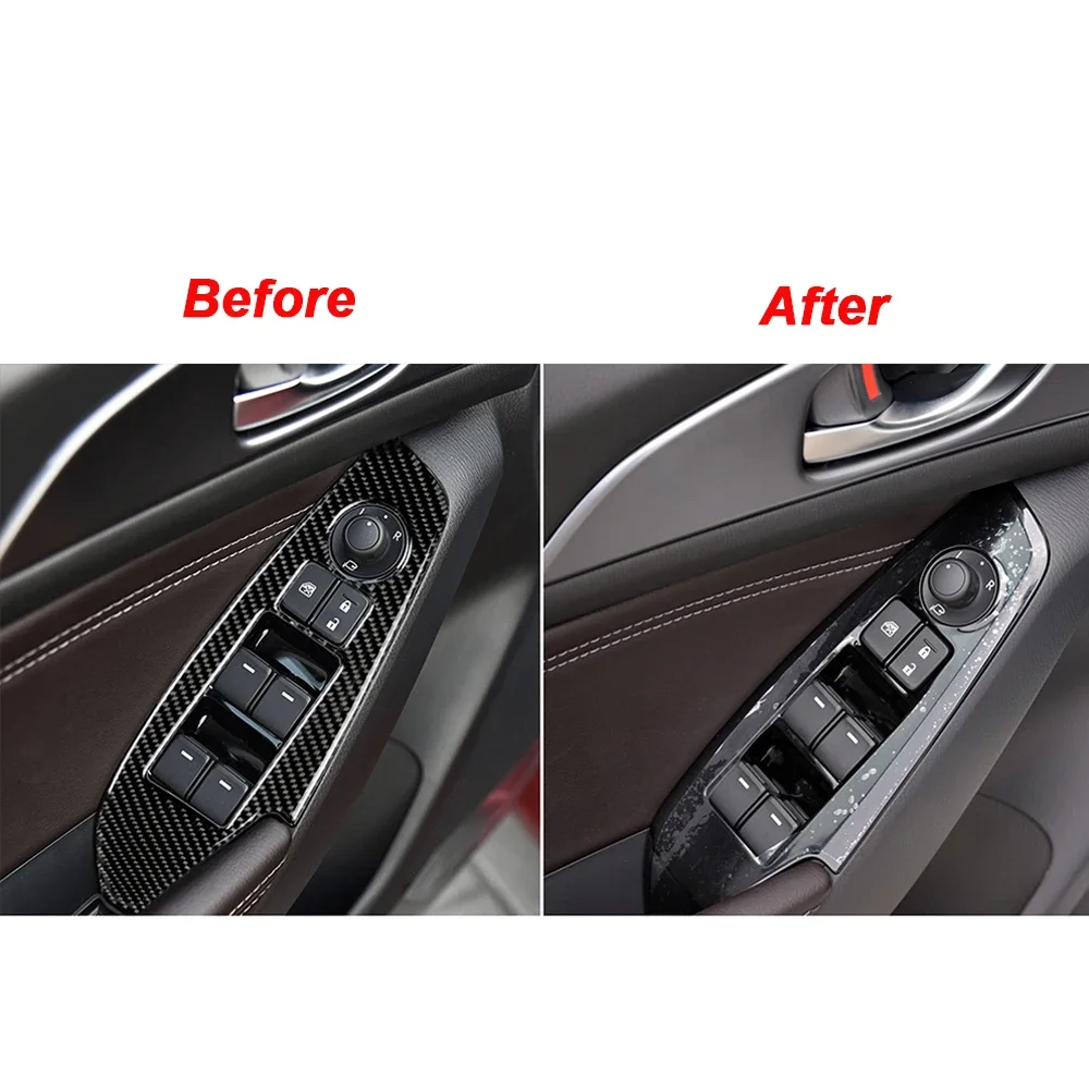 

Car Window Lift Switch Panel Cover Trim Sticker Carbon Fiber for Mazda 3 Axela M3 2017 2018 2019 Car Interior Accessories LHD