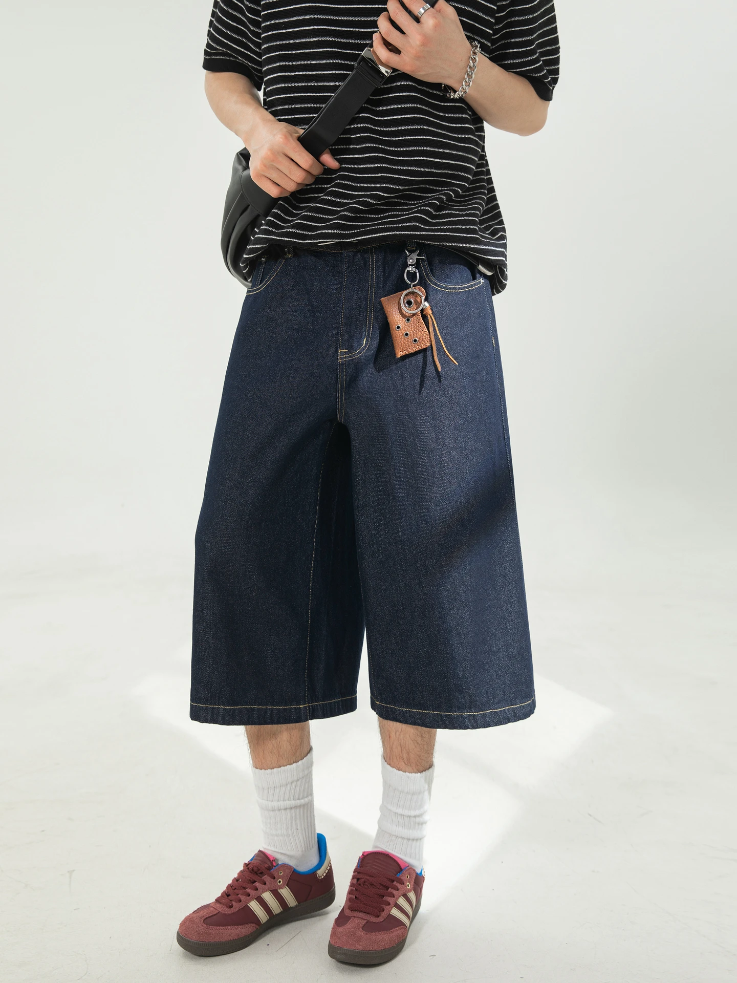 

Повседневные свободные джинсы прямого кроя из денима со средней посадкой, молодежные, модные, летние, универсальные, длиной 7/8, размер M