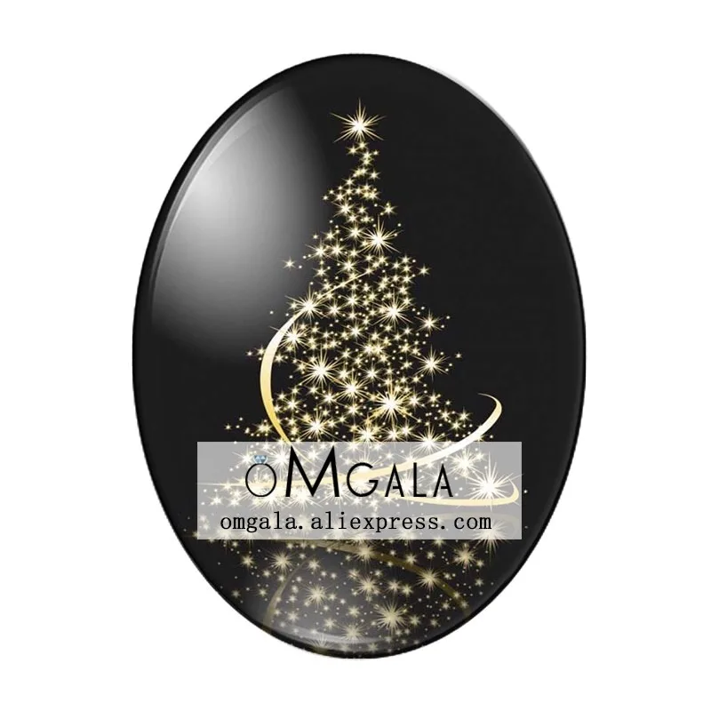 Bling Shiny Christmas Tree Patterns 10pcs 13x18mm/18x25mm/30x40mm Oval photo glass cabochon demo flat back Making findings
