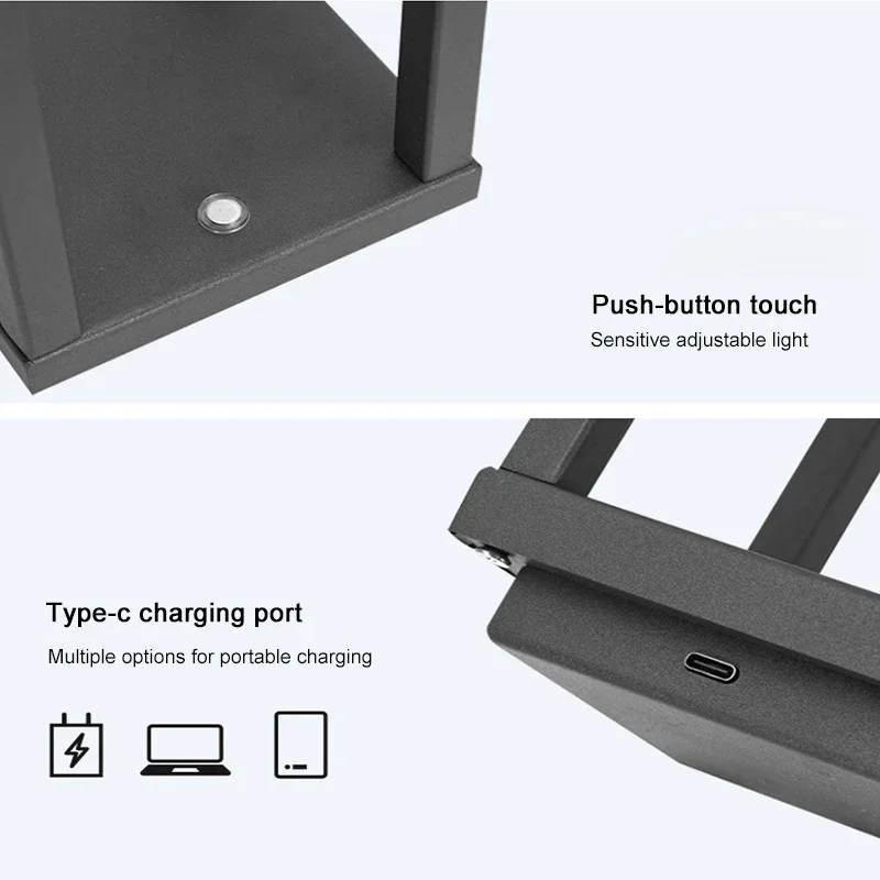 레트로 LED 테이블 램프 바, 금속 충전식 터치 디밍 야간 조명, 레스토랑 침실 홈 USB 장식 테이블 램프