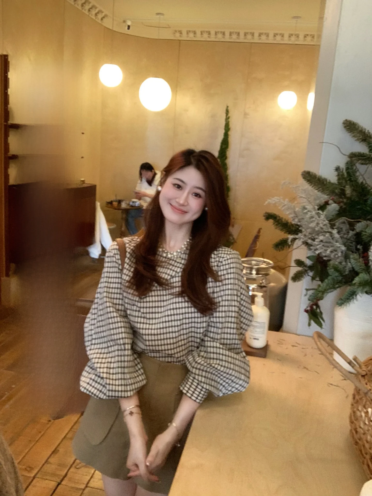 

Рубашка Echoone с коротким рукавом в клетку, с рукавами-фонариками, в повседневном стиле, женская, с сетчатым дизайном, модный топ