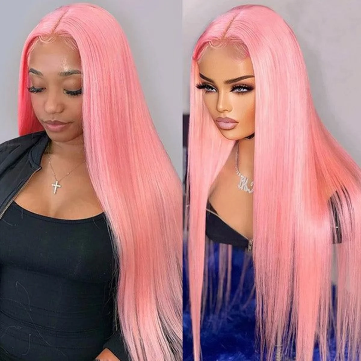 

300 Density Pink Human Hair 38 40 Inch Pre Plucked Transparent Hd Lace Wig 13x6 Pink Colored Human Hair Straight Brazilian Wigs