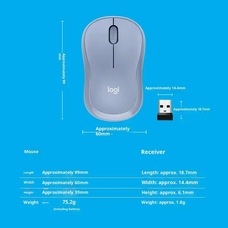 Logitech M221 Mouse sem fio com som leve, laptop, computador desktop, escritório, casa, pequeno, silencioso, portátil