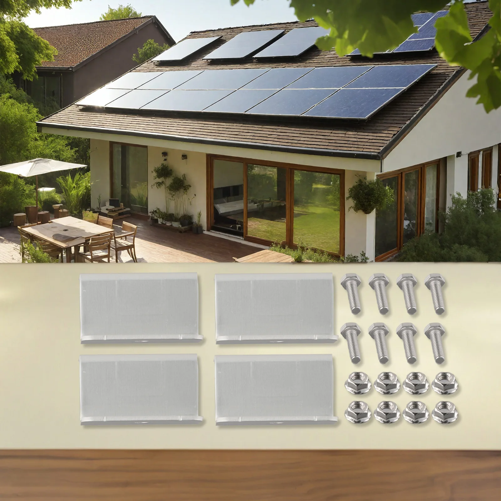 Z Style Panel Mounts for Solar Energy Battery Installation Set of 4 Aluminum Brackets with Stainless Steel Fasteners