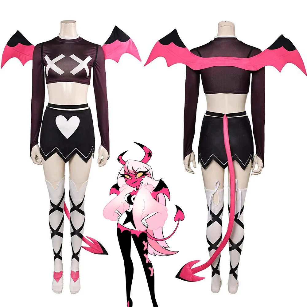 

New Anime Verosika Mayday Cosplay Costume Adult Women Demon Top Skirt Set Halloween Carnival Devil Clothes