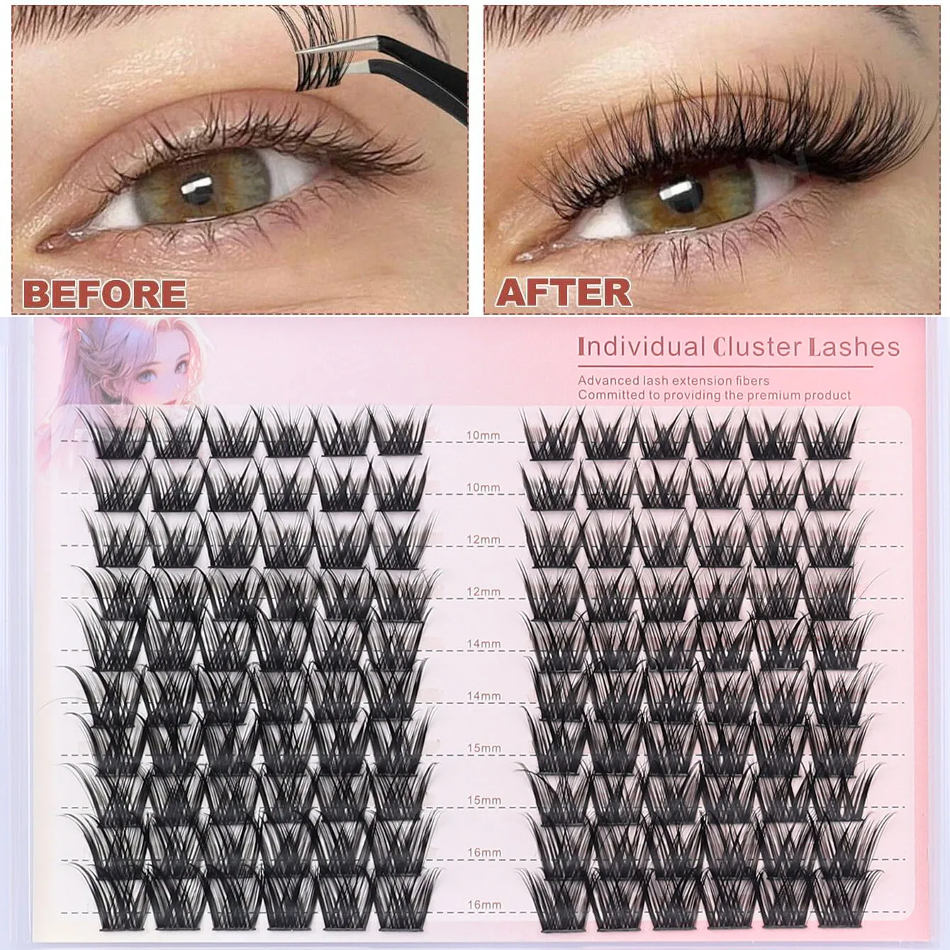 120PS D-URL غير مرئية رمش حزمة عدة Wispy الطبيعية رمش حزمة تمديد عدة لتقوم بها بنفسك رمش تمديد كيت D-URL 10-16 مللي متر #1