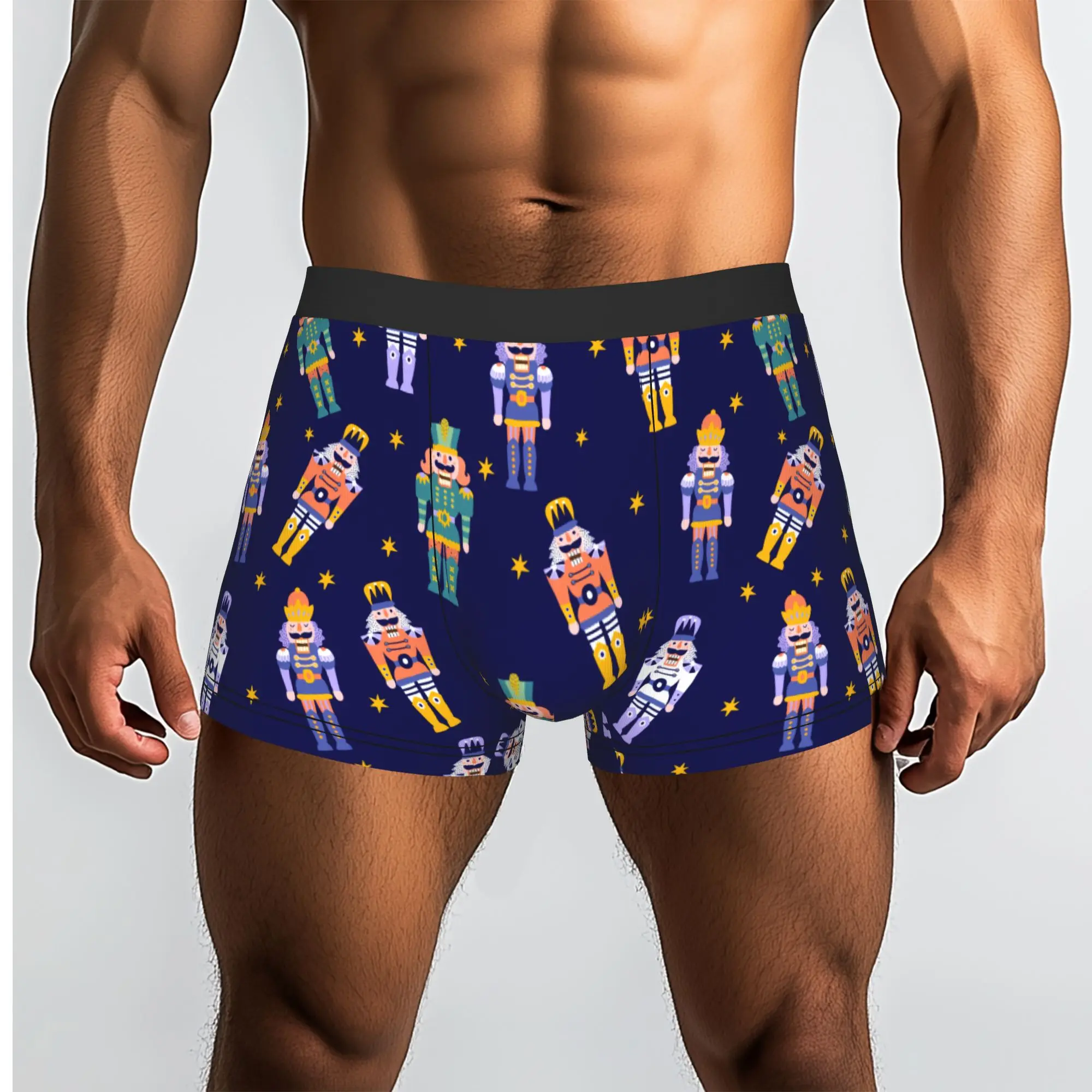 Custom Christmas Nutcrackers Soldier Pattern Underwear Male Print Holiday Gift Boxer Briefs Shorts Panties Breathable Underpants