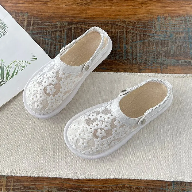 2026 Women Closed Toe Mesh Fisherman Sandals Lightweight Lace Breathable Women Soft-soled Shoes Outdoor Fairy Flat Casual Shoes view 3