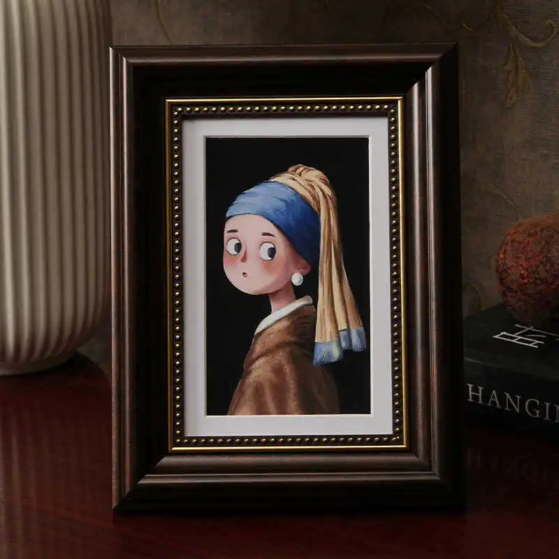 American Retro Photo Frame Stand 6/8/10 Inches A4 Can Be Hung on the Wall Oil Painting Frame Stand Advanced Photo Album Frame