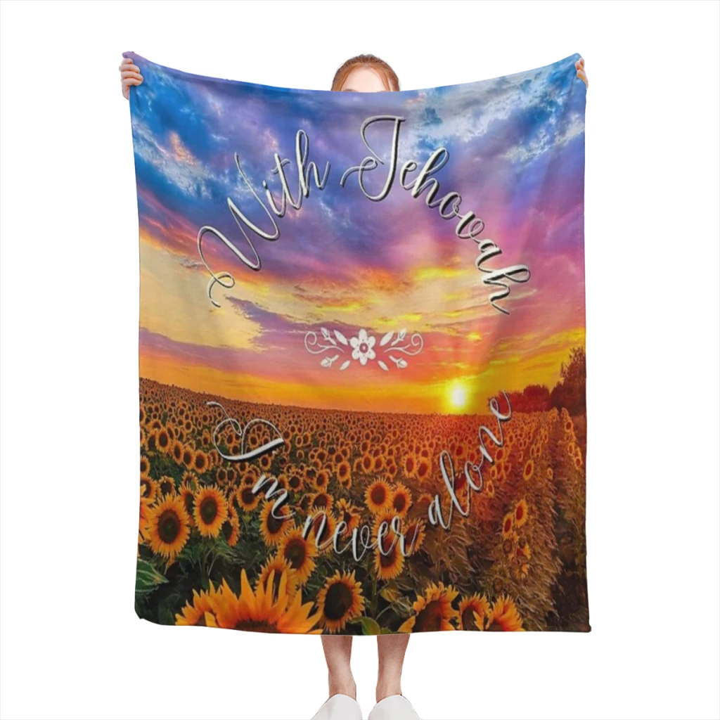 

With Jehovah, I'm never alone Sunflowers Medium Blanket Soft comforter sets throw for Couch Warm Flannel Blankets Bedroom Décor