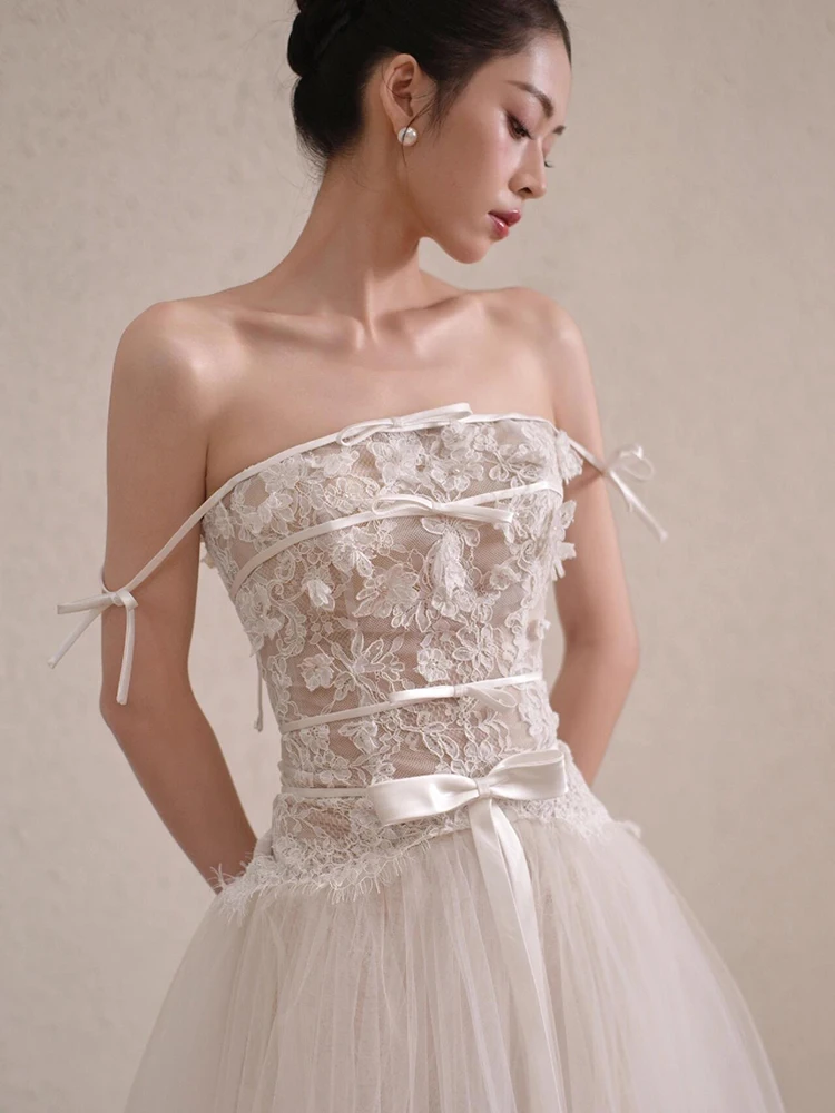 

Ретро-платье для свадьбы с кружевом, новая коллекция 2026 года, свадебное платье в лесном стиле, для гостей, с длинными рукавами, длиной в пол