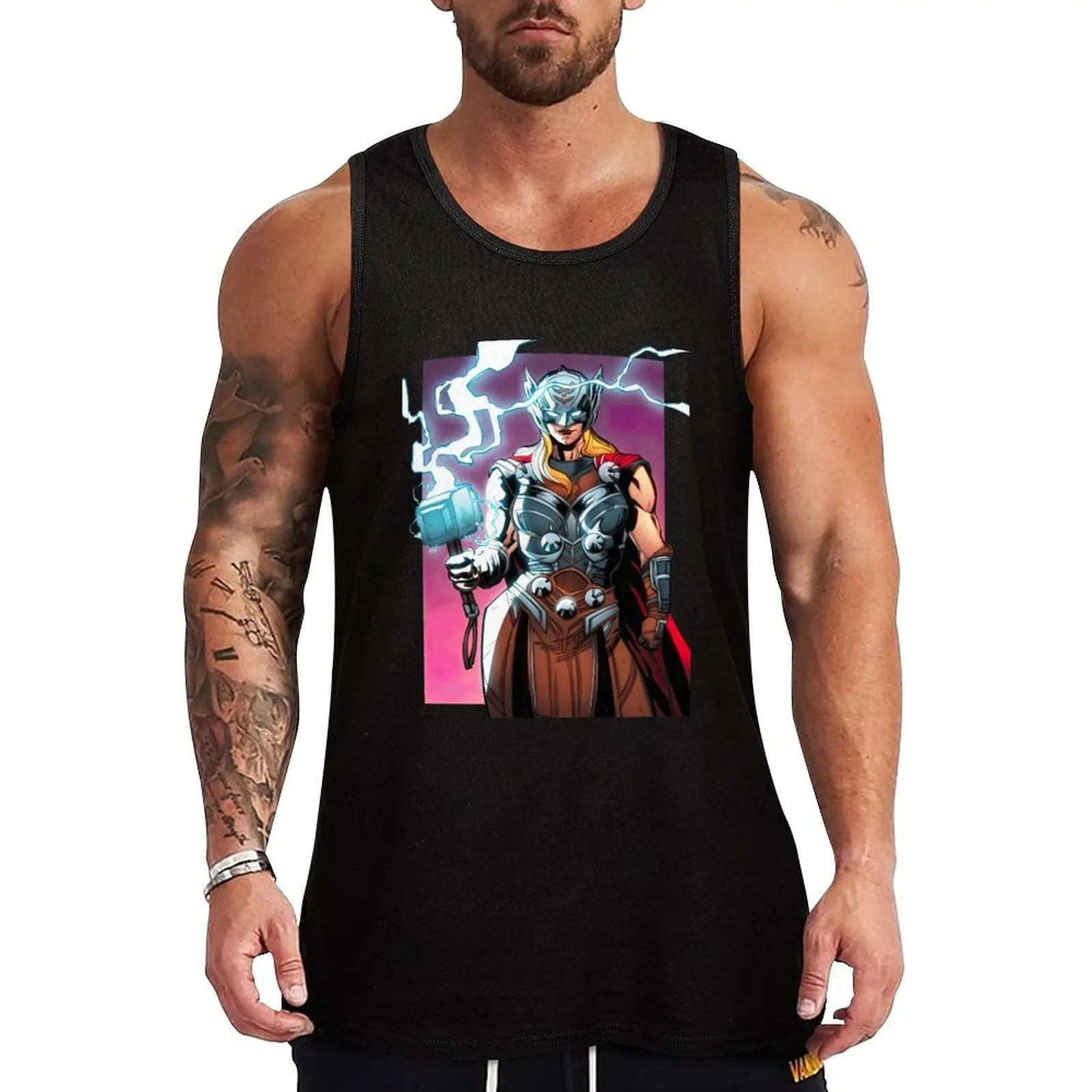 

Mighty Thunder Tank Top Creative Graphic Tank Top Art Print Sleeveless Shirt