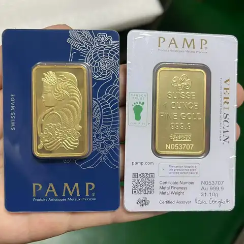무료 배송 PAMP 2.5g 1oz 31g 50g 봉인 된 포장 선물 구리 골드 바 24k 금 도금 덩어리 주조 바 독특한 직렬 pamp